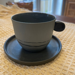 Espresso Cup and Saucer - Dark Grey