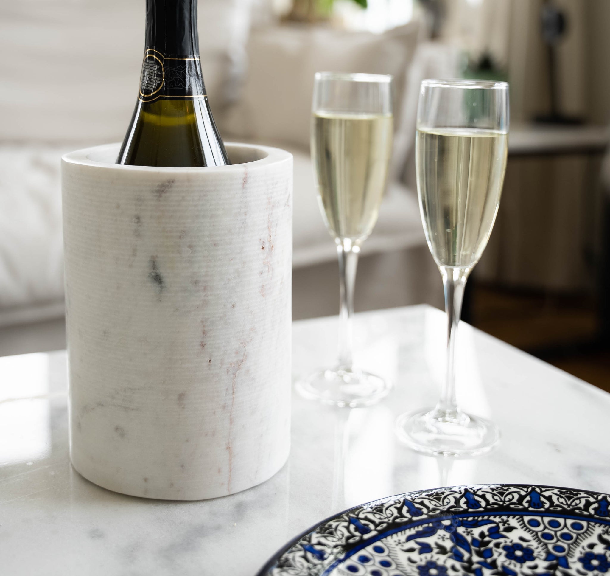 Marble Wine Cooler - White