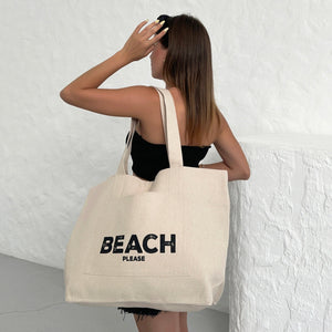 100% Recycled Cotton Beach Bag - Natural