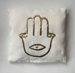 Hamsa Embroidered Lavender Pillow
