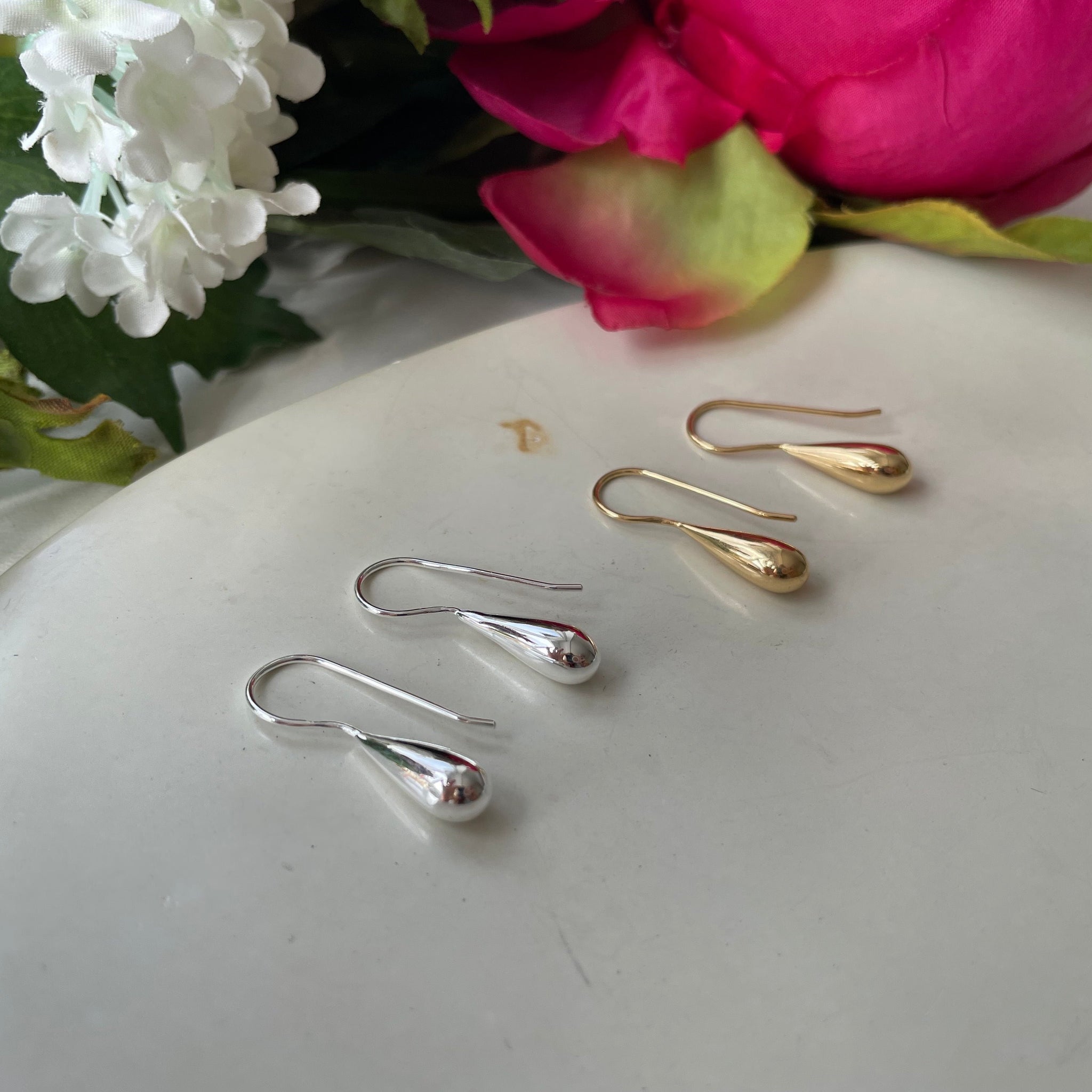 Tear Drop Earrings - Silver