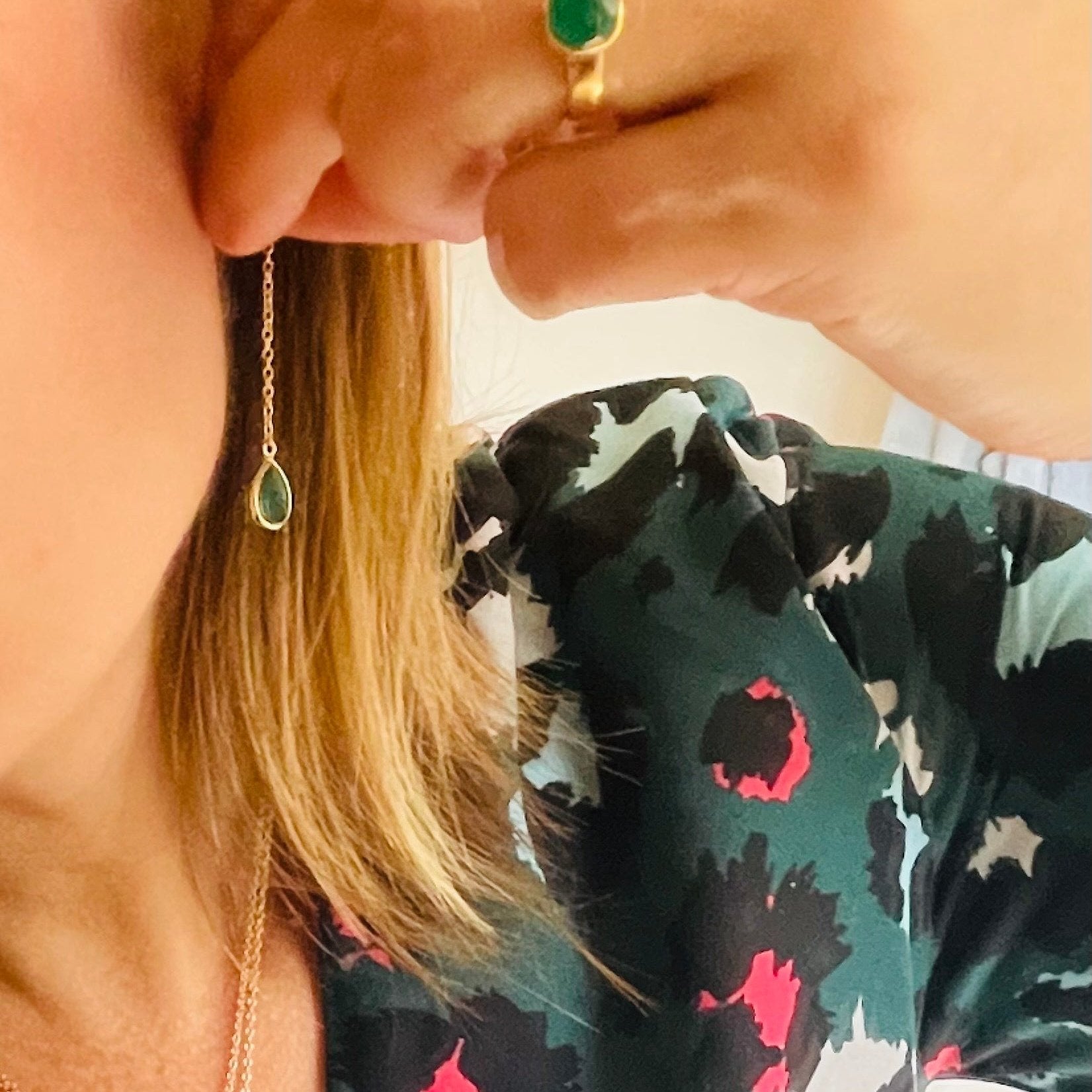 Jada Green Onyx Gemstone Drop Earrings