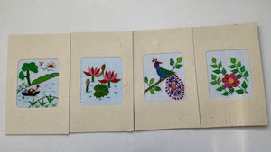 Hand Embroidered Greeting Cards - Pack of 4