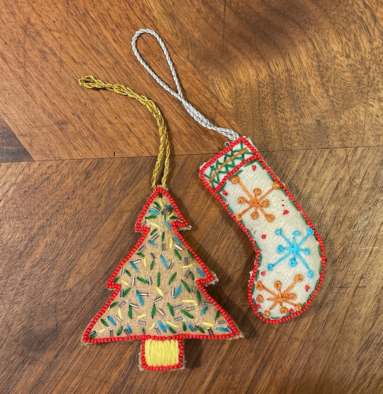 Christmas Tree and Stocking Shaped Ornaments