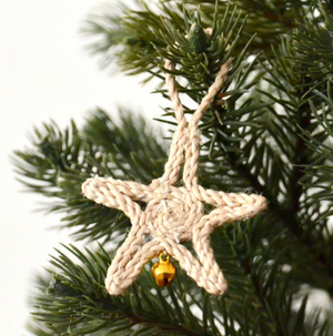 Jute Ring, Jute Star and Stocking Christmas Tree Decoration Set