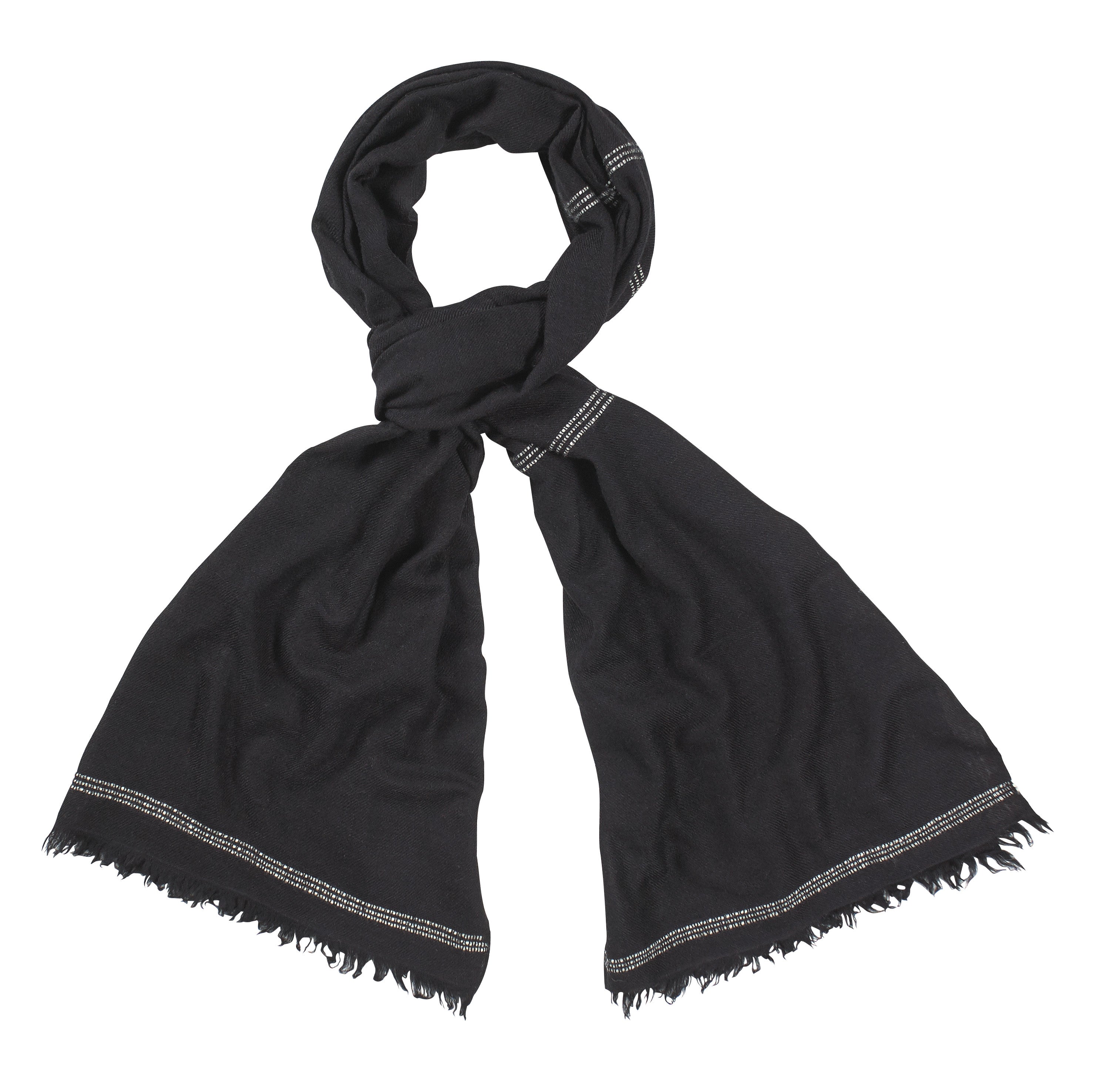 Black and White Handloomed 100% Pashmina – So Just Shop