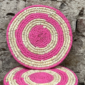 Set of 4 Place Mats with Recycled Pink Sari Fabric