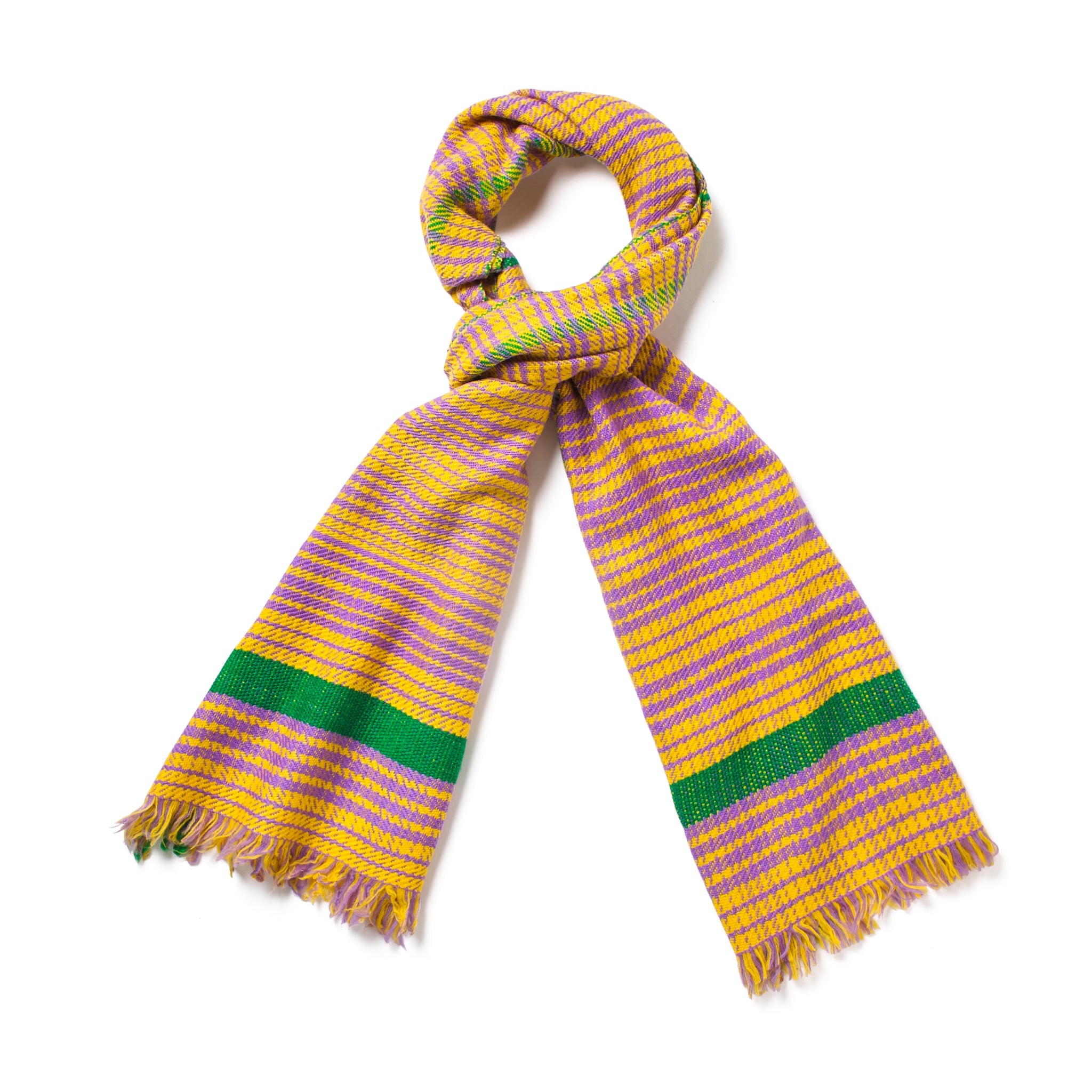 Yellow, Green and Lilac Wool Scarf