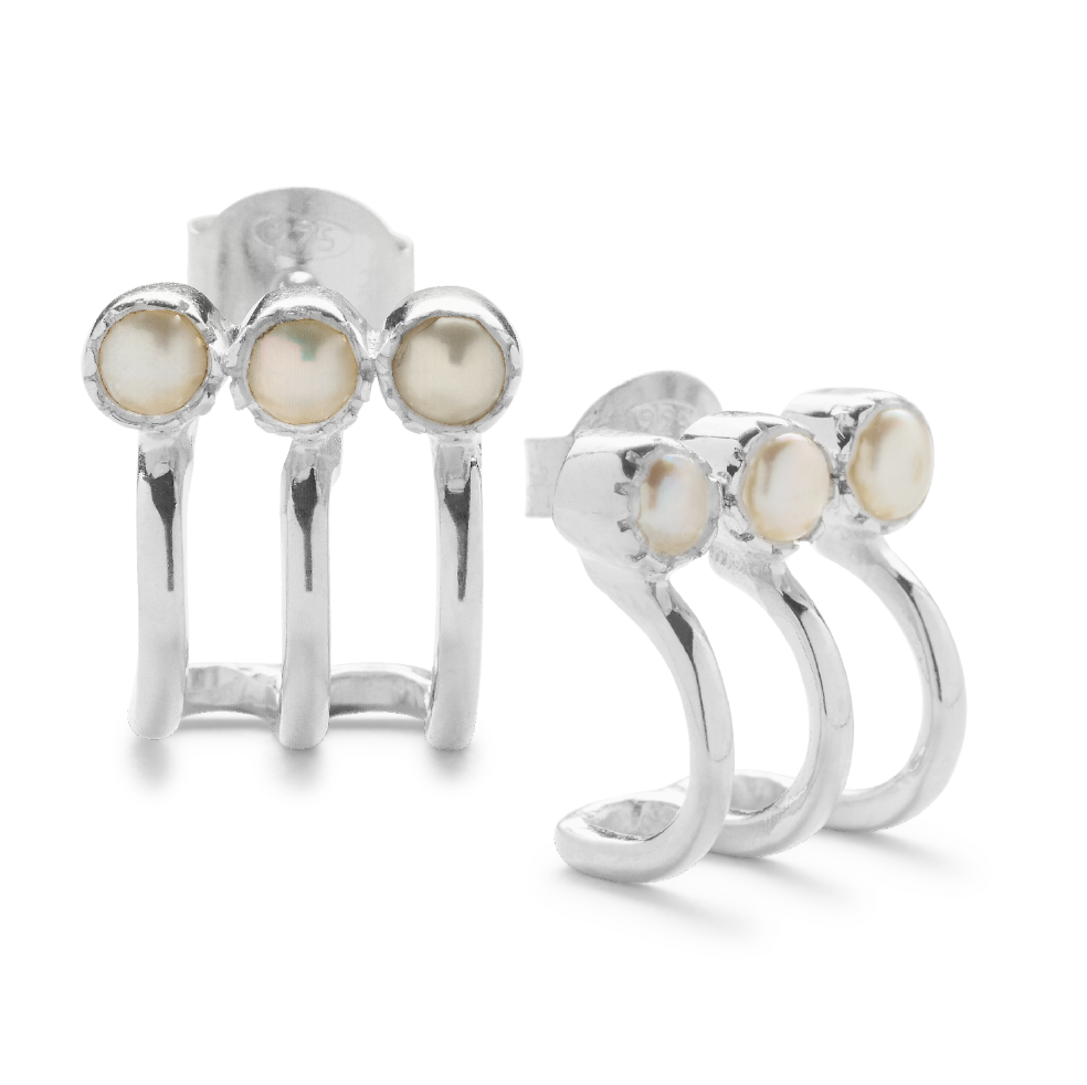 Vimla Pearl Earrings - Silver